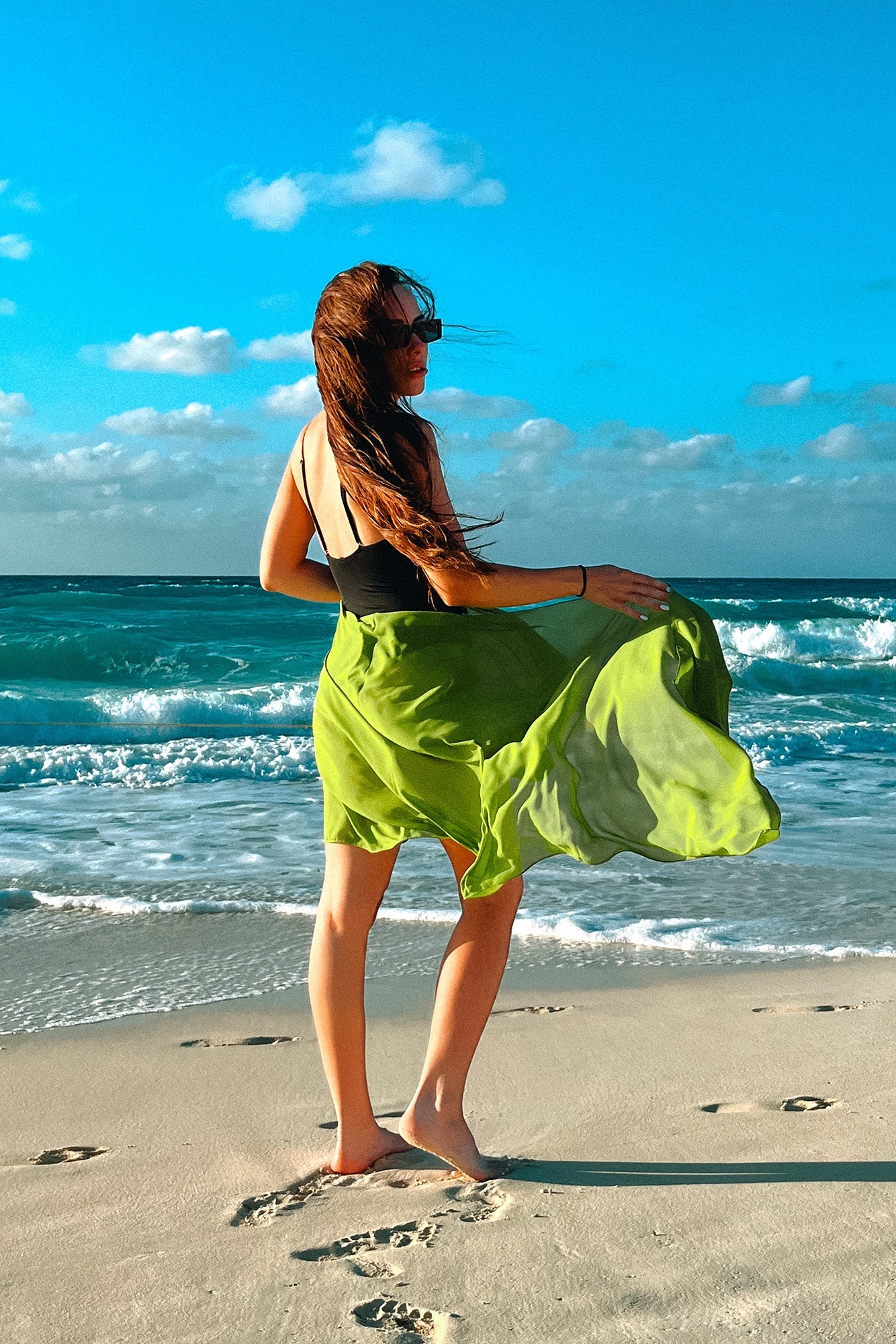 Vibrant Lime Green Beach Wrap - XO & Ginger