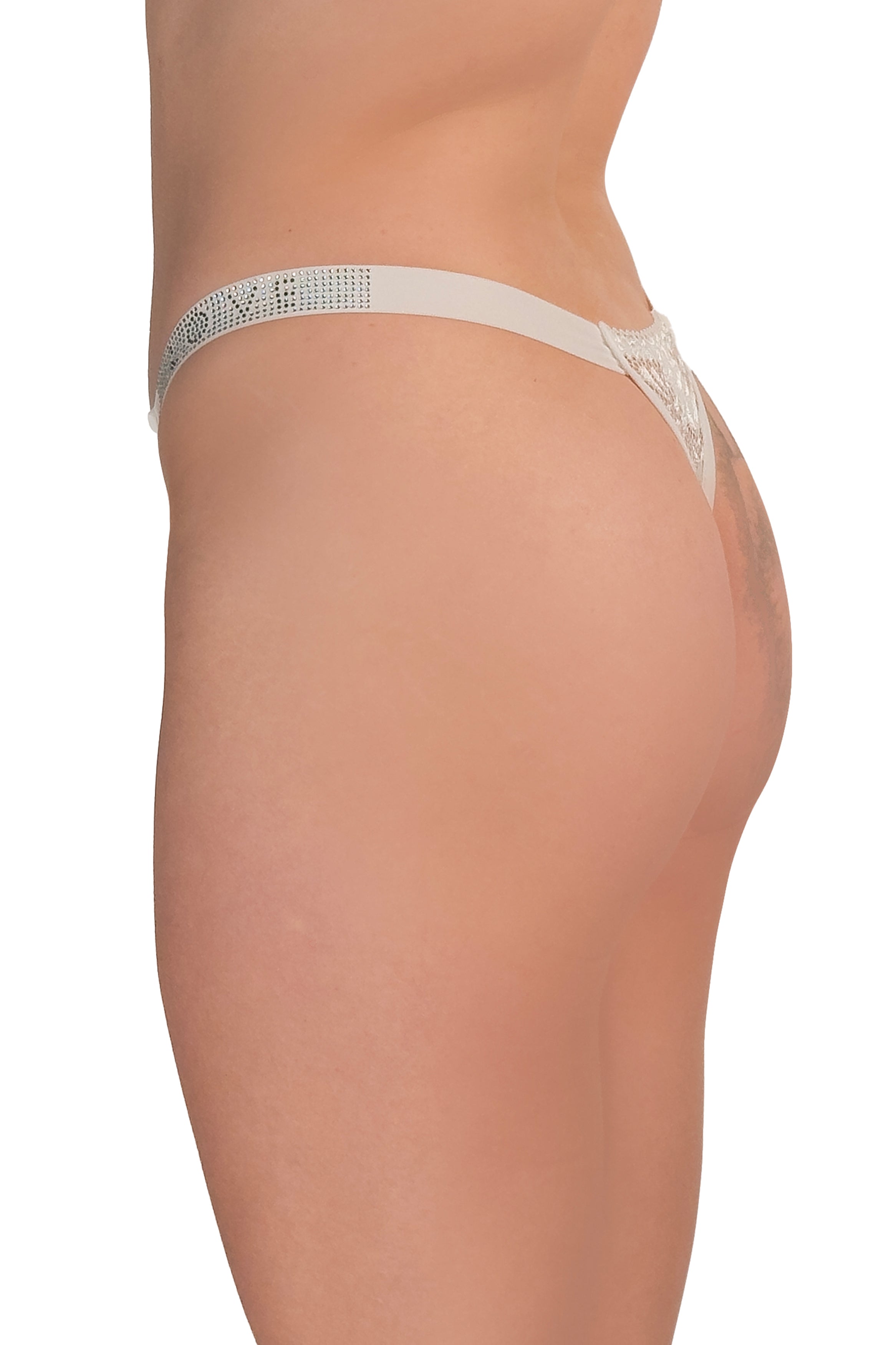 Elegant White Lace G-String with Mesh Detailing - XO & Ginger